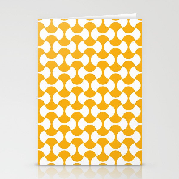 Yellow and white mid century mcm geometric modernism Stationery Cards