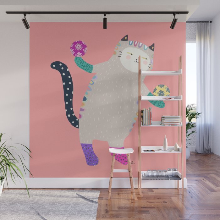 plAyful cAt Wall Mural