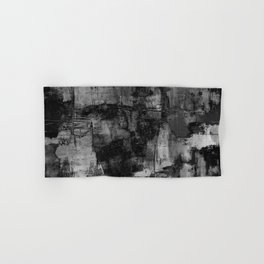 Crackled Gray - Black, white and gray, grey textured abstract Hand & Bath Towel