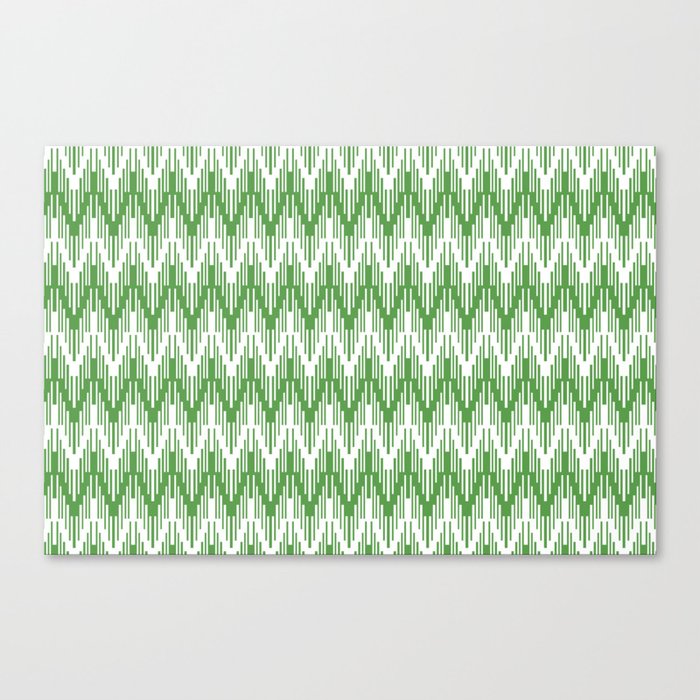 Green and White Striped Chevron Ripple Pattern Pairs DE 2022 Trending Color Golf Course DE5601 Canvas Print