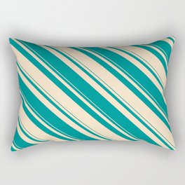 [ Thumbnail: Dark Cyan & Bisque Colored Stripes/Lines Pattern Rectangular Pillow ]