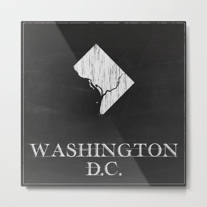Washington DC State Map Chalk Drawing Metal Print