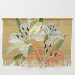 Lily - Floral Bouquet Art Design on Orange Wall Hanging