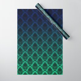 Black damask pattern gradient 7 Wrapping Paper