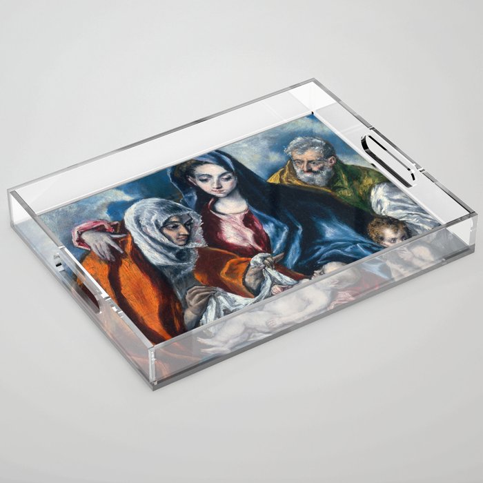 The Holy Family with Saint Anne and the Infant John the Baptist by El Greco Acrylic Tray
