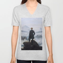 Wanderer above the Sea of Fog - Caspar David Friedrich V Neck T Shirt