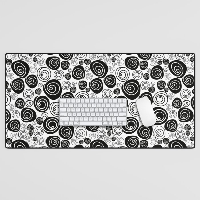 Simple black and white rose pattern Desk Mat