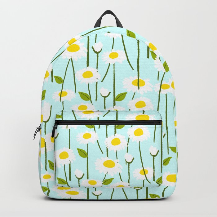 Retro Modern Daisy Flowers On Mint Green Backpack