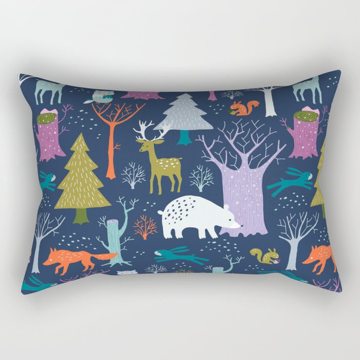 winter woodland animals Rectangular Pillow