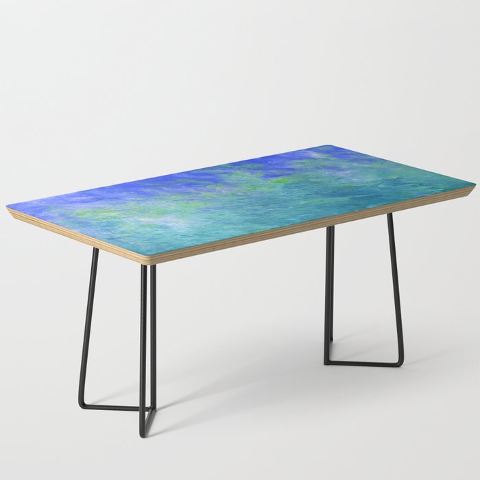 Sea Inspired Abstract Painting with Blue, Green and Teal Coffee Table