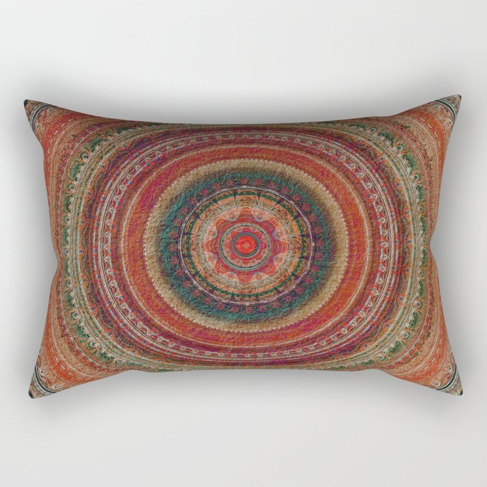 Earth Tone Colored Mandala Rectangular Pillow