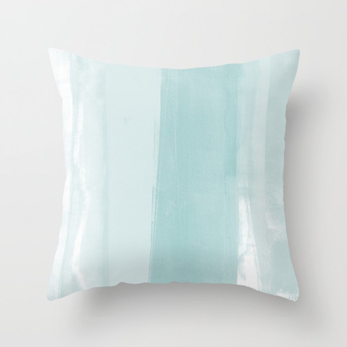 Pale Turquoise Abstract Coastal Colors Painting Throw Pillow By