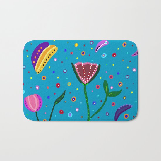 Flowers at Dusk, drawing Bath Mat