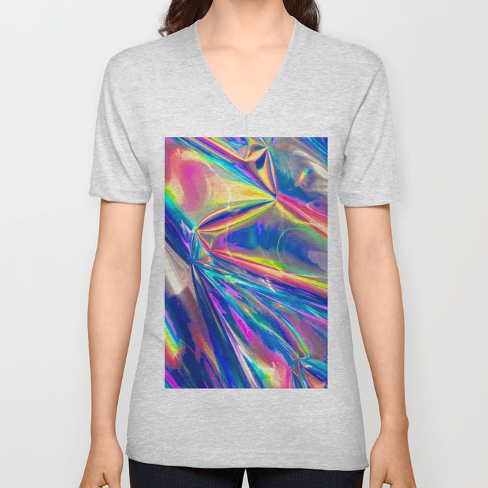 Holographic V Neck T Shirt