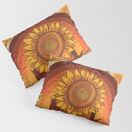 70s, Sunflower, retro, rainbow, warm colors, 60s, boho Pillow Sham