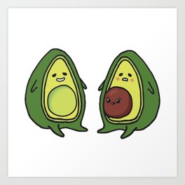 Bobo & Jojo the Avocados with little baby Boo Art Print