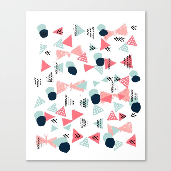 Gender neutral trendy mint navy abstract art for nursery baby college dorm Canvas Print