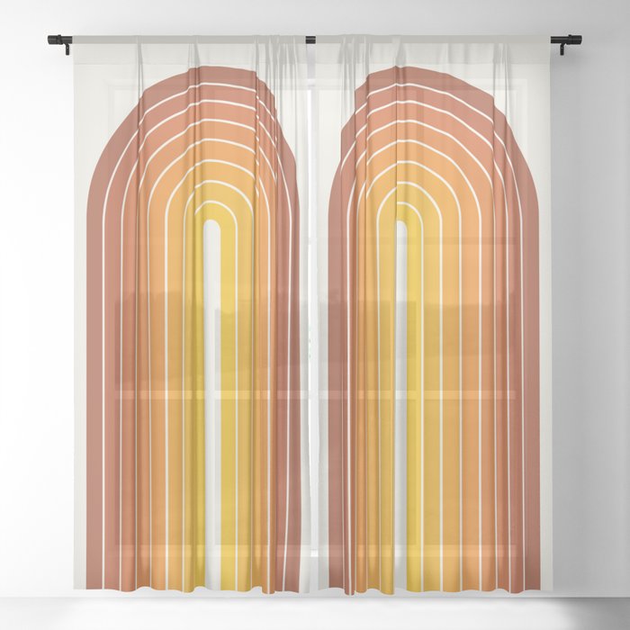◉希少60s・mods【SHOTGUN EXPRESS・CURTAINS】 Gradient Arch IX Retro Orange Mid Century Modern Rainbow