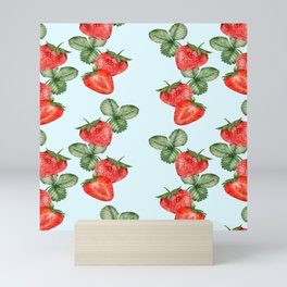 Trendy Summer Pattern with Strawberries Mini Art Print