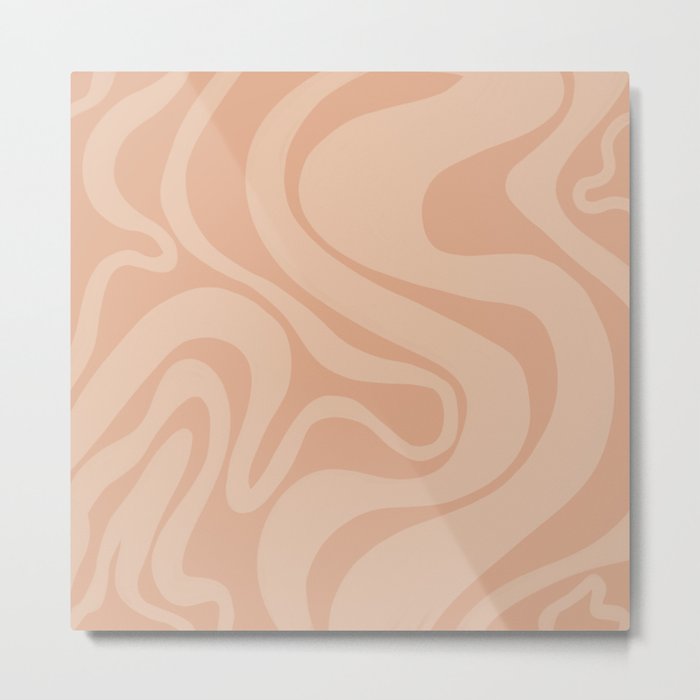 Modern Swirl Lines in Peach and Tan Metal Print