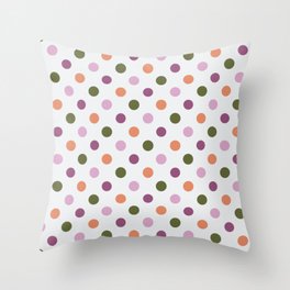 Purple, Pink, and Cream Polka Dots // Geometric Retro Seamless Pattern Throw Pillow