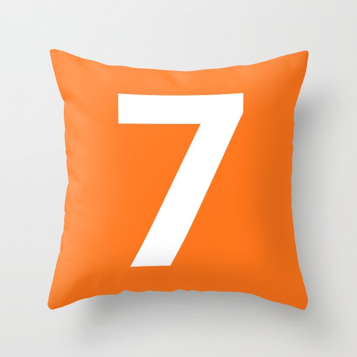 Number 7 (White & Orange) Throw Pillow