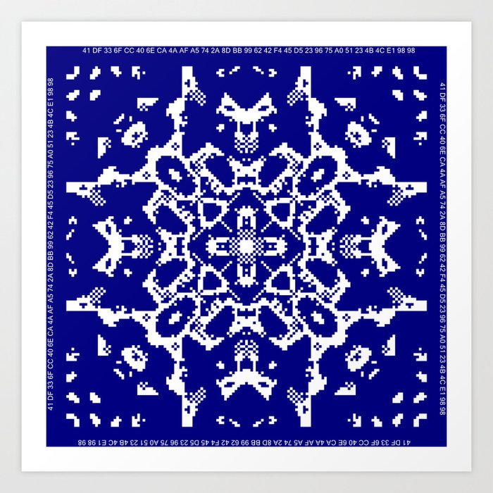 Ca Fantasy Deep Blue White Series 3 Art Print By Cellulrautomataart