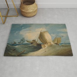Rough Weather, Dutch and English Fishing Boats, 1805 by Samuel Owen Rug | Rough, English, Owen, Watercolor, Heritage, Fishing, Classic, Painting, Samuelowen, Roughweather 