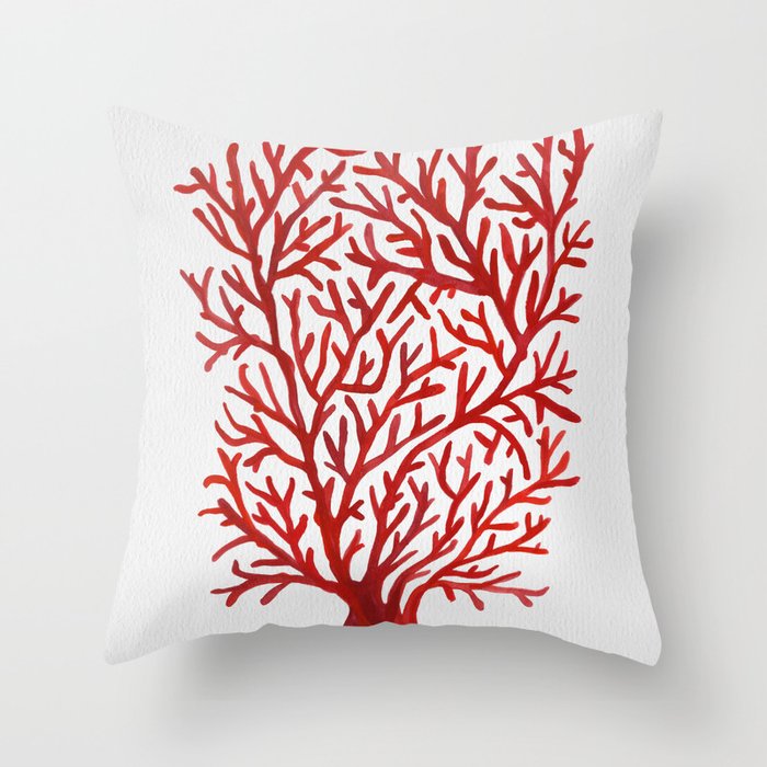 Red Coral Throw Pillow