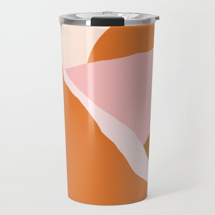 Pink and Orange Sunset Landscape in Contemporary Minimalism  Travel Mug