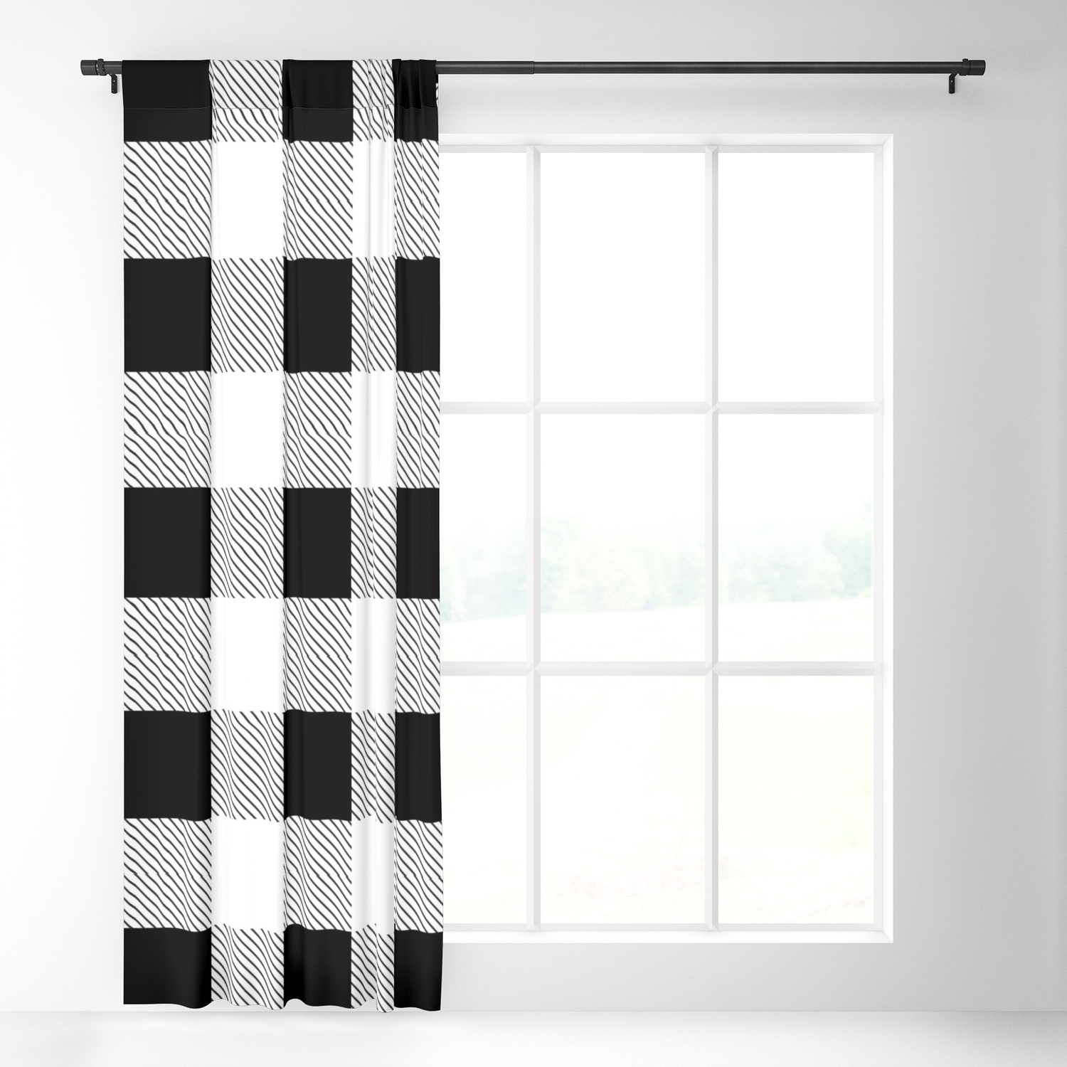 Western Country French Farmhouse Black And White Plaid Tartan
