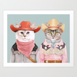 Cowboy Cats Art Print