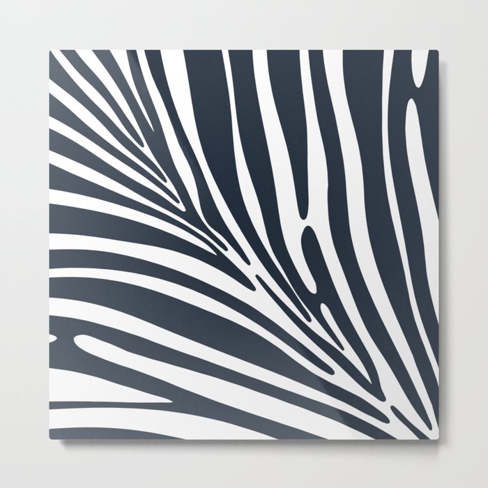 Zebra Animal Print Navy Blue White Boho Pattern Metal Print