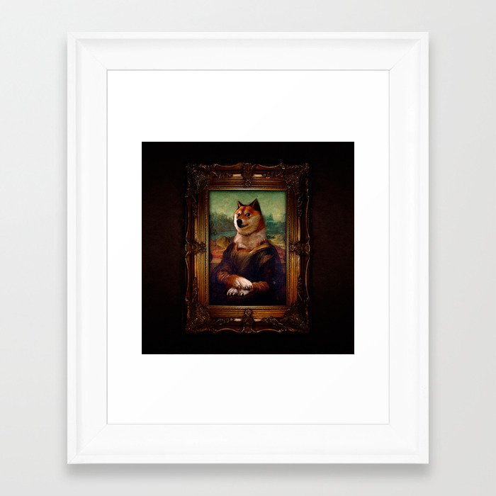 Doge Mona Lisa Fine Art Shibe Meme Painting Framed Art Print By Marios Society6