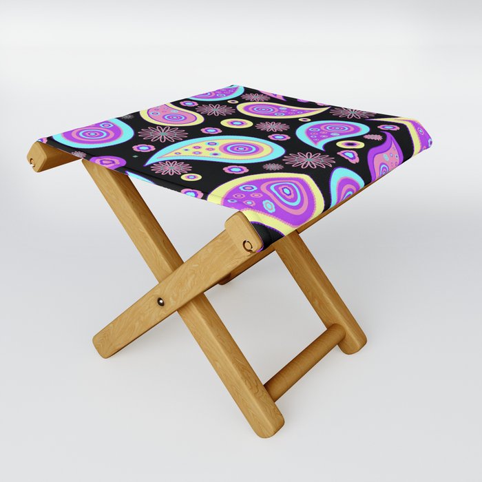 Purple and Pink Paisleys Everywhere Folding Stool