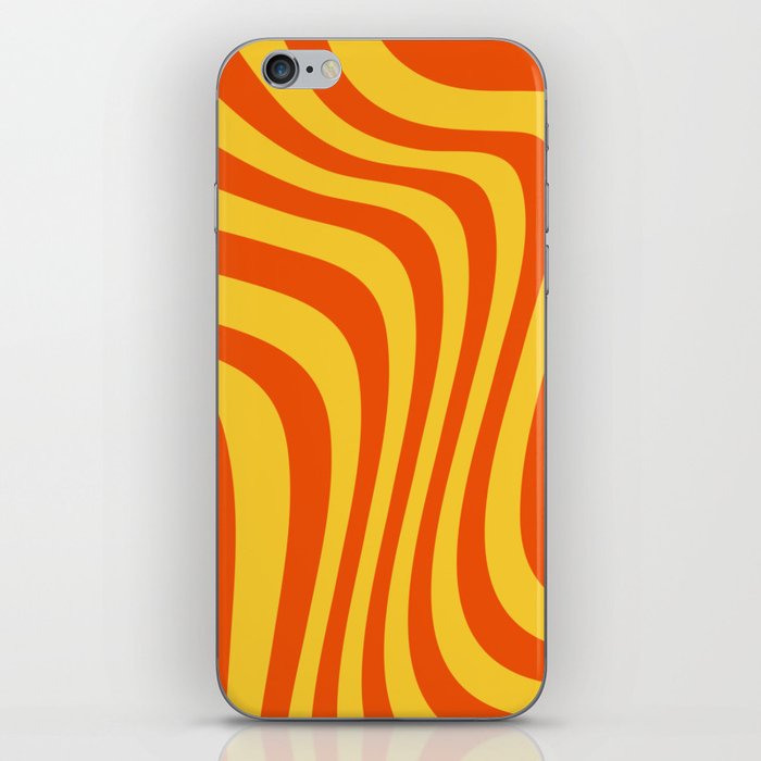 Wavy Pattern Retro Abstract Modern Yellow Orange iPhone Skin