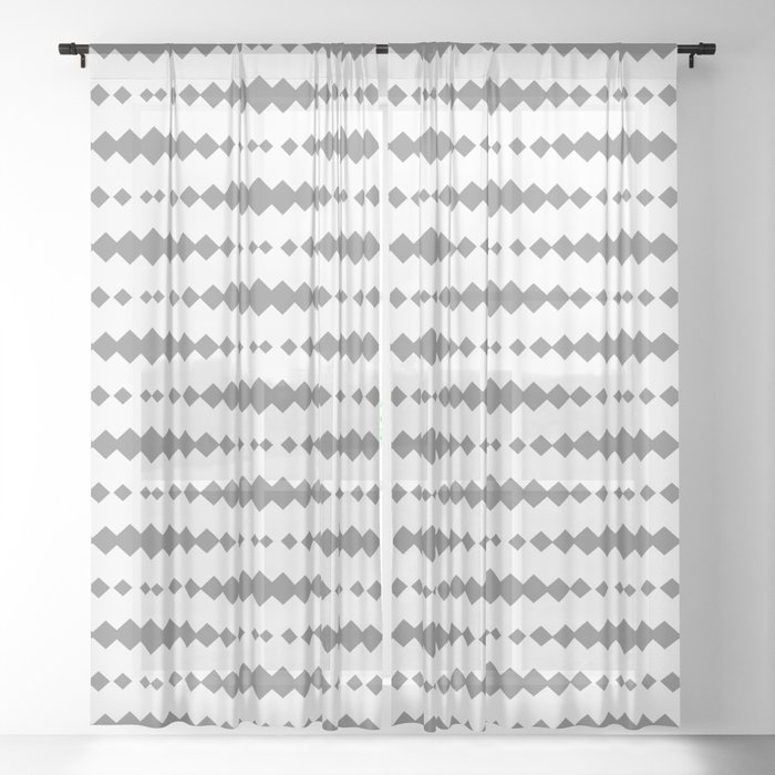 Grey Geometric Horizontal Striped Pattern Sheer Curtain