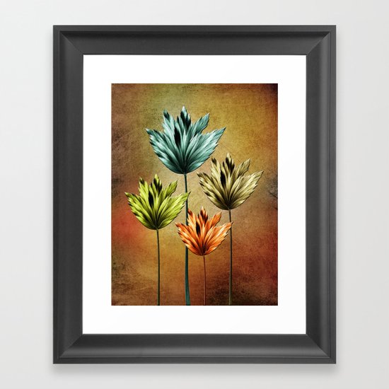 Four Fractal Flowers Framed Art Print