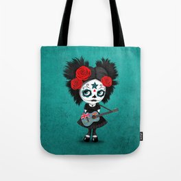 Day of the Dead Girl Playing Fiji Flag Guitar Tote Bag
