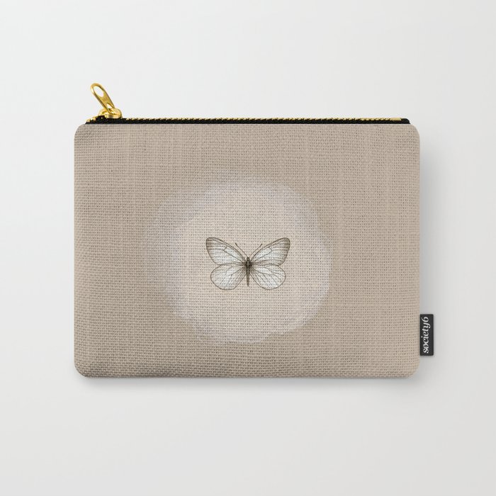 Hand-Drawn Butterfly and Brush Stroke on Nude Beige Carry-All Pouch