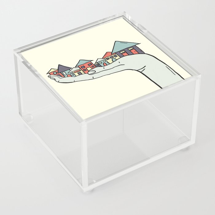 Hand Holding Houses Acrylic Box