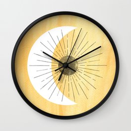 Yellow sun and moon Wall Clock