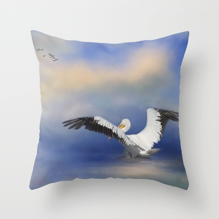 Take Off by the Sea Throw Pillow