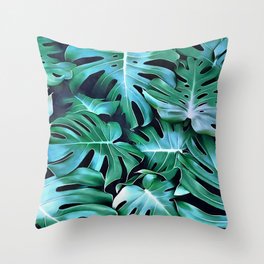 Monstera leaves Throw Pillow