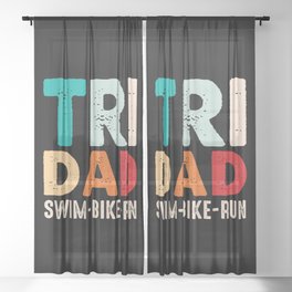 Tri Dad Swim Bike Run Sheer Curtain