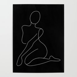 Nude Curve in black / Line drawing of a woman’s naked body shape Poster