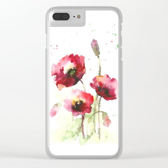 Watercolor flowers of poppy Clear iPhone Case