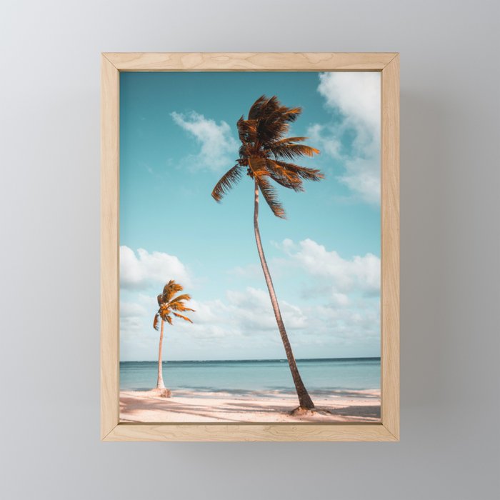 Palm Trees Beach Ocean Horizon Framed Mini Art Print