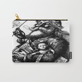 Vintage Style Black and White Illustration Of Santa Claus Carry-All Pouch