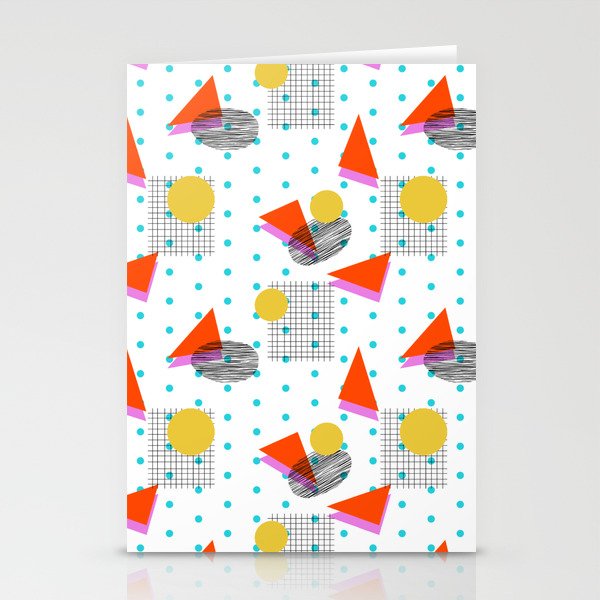 Bounce - abstract minimal retro throwback 1980s grid circle shapes memphis design pattern print art Stationery Cards